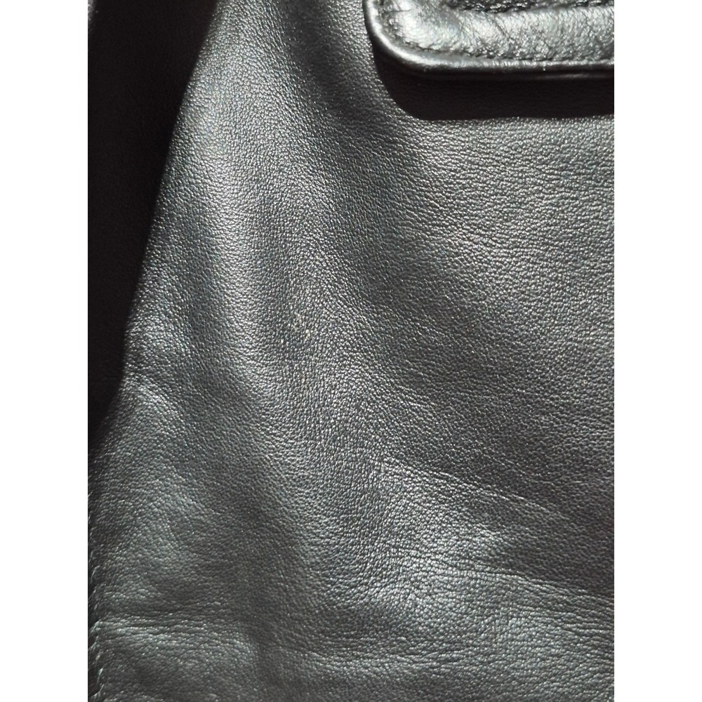 Mens Black Leather Car Coat Jacket Quilted Lining XXL Vintage Full Zip - Picture 4 of 9